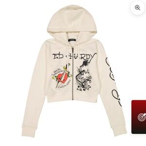 Ed Hardy Dagger Heart Cropped Hoodie